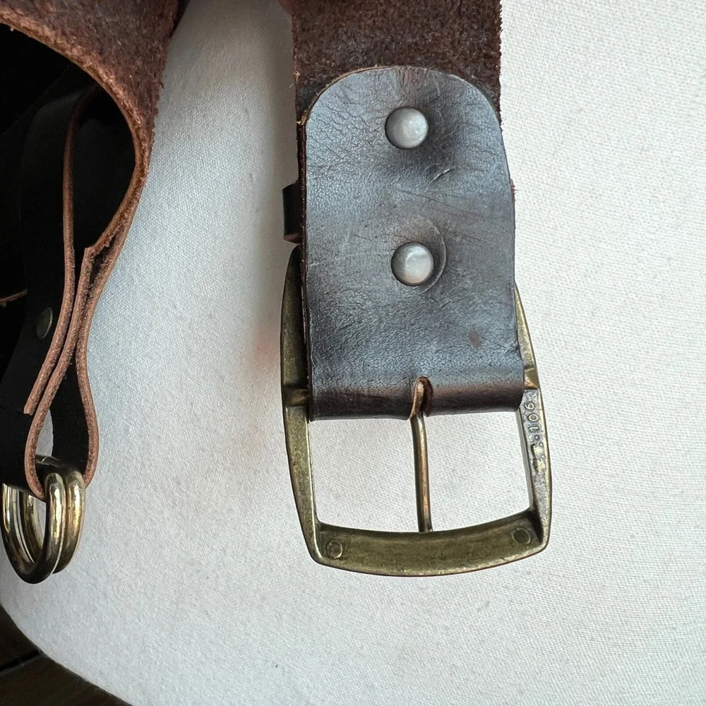 Leather Utility Belt 40 Brown Steampunk Renfaire D-Ring Buckle Wide Festival